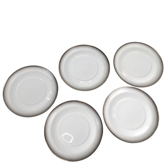 Set of 5 Vintage Rosenthal Germany Evensong 6.5" Saucer Plates c1961-81 Platinum - Picture 1 of 7